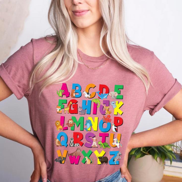Alphabet Animals ABCs Zoo Kids Boys Girls Teacher Women's Heather T-Shirt