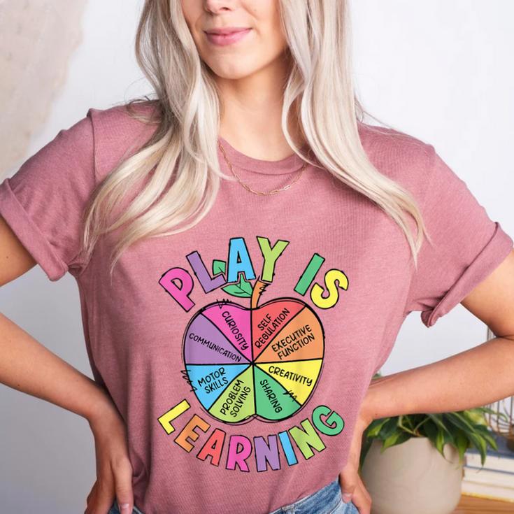 Apple Retro Play Is Learning Kindergarten Teacher Daycare Women's Heather T-Shirt