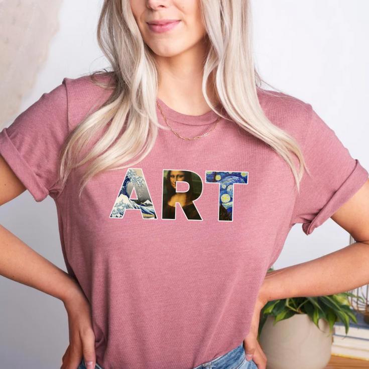 Art Artist Painting Teacher T Shirt Mona Lisa Great Wave For Men Women Women's Heather T-Shirt