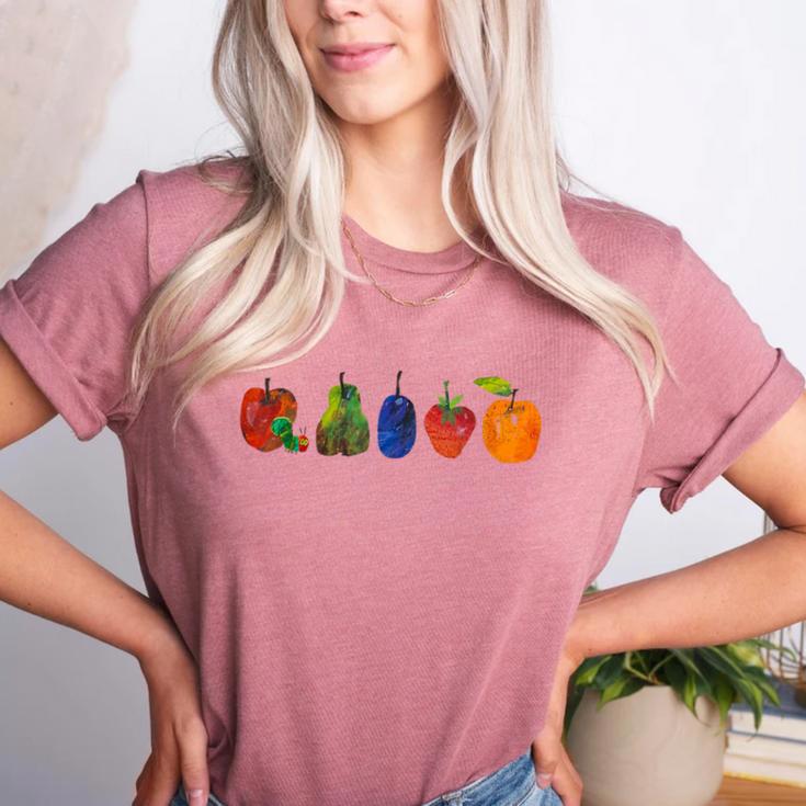 Back To School Cute Hungry Lover Fruits Teacher Women's Heather T-Shirt