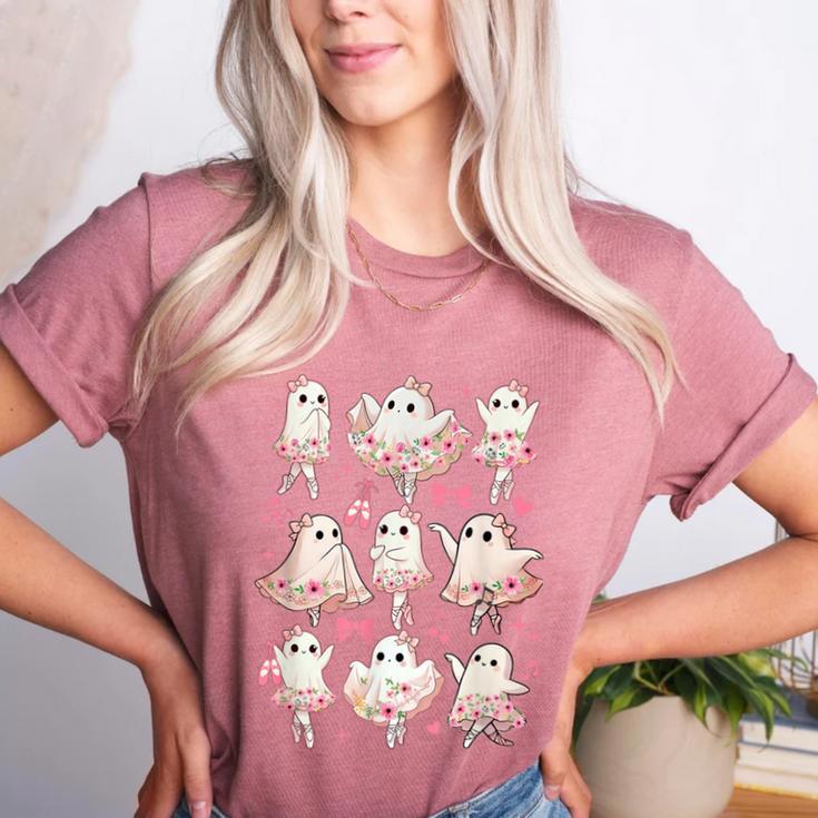 Ballet Ghost Ballet Dancer Spooky Dance Halloween Teacher Women's Heather T-Shirt