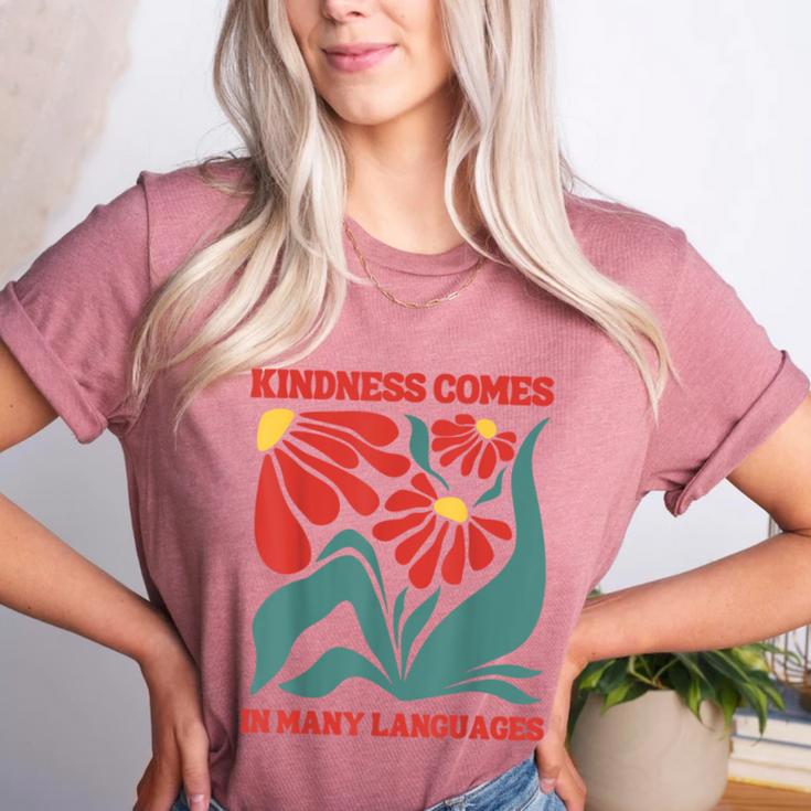 Boho Flower ESL Teacher Kindness Comes In Many Languages Women's Heather T-Shirt