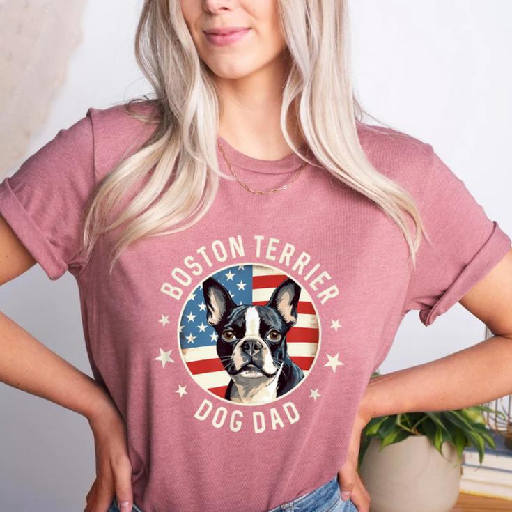 Boston Bull Terrier Men Boston Terrier Dog Dad Women's Heather T-Shirt