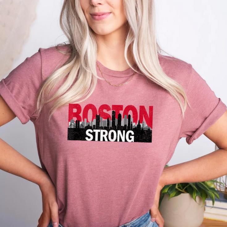 Boston Strong Logo Vintage Boston City Skyline Women's Heather T-Shirt