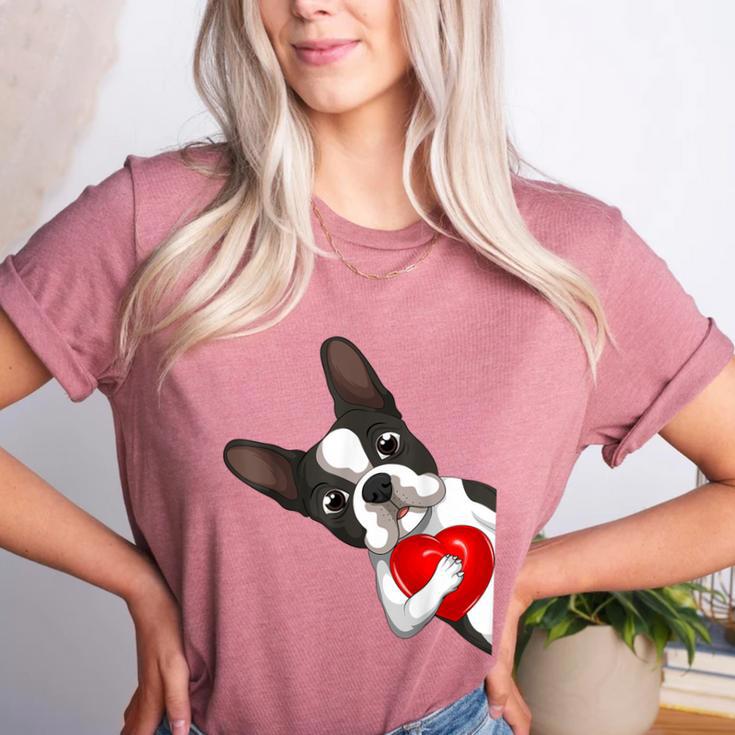 Boston Terrier Bostie Dog Kids Women Girls Women's Heather T-Shirt