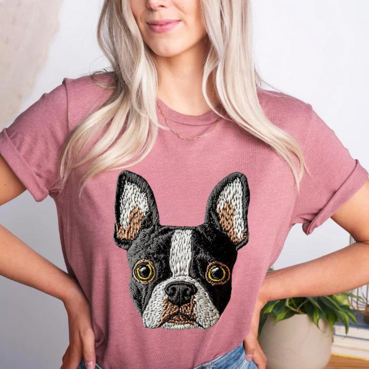 Boston Terrier Cute Puppy Face Dog Lover Pet Owner Women's Heather T-Shirt