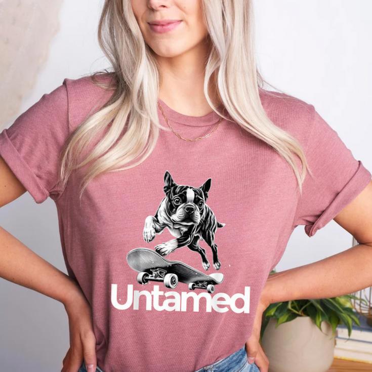 Boston Terrier Dog Untamed For Men Women Women's Heather T-Shirt