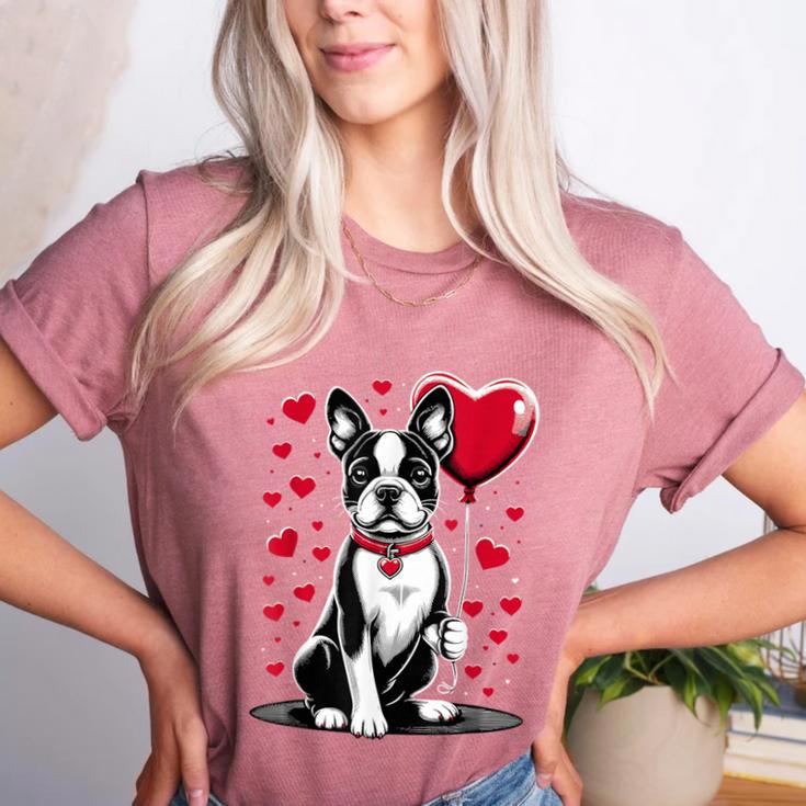 Boston Terrier Dog Valentine's Day Dog Owner Valentine Women's Heather T-Shirt