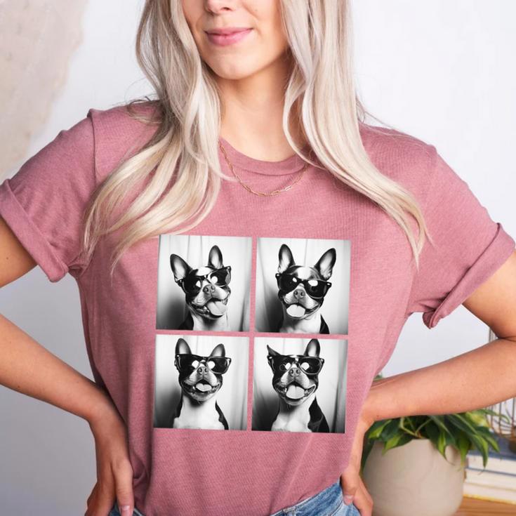 Boston Terrier Dogs With Sunglasses Photo Pets Meme Women's Heather T-Shirt