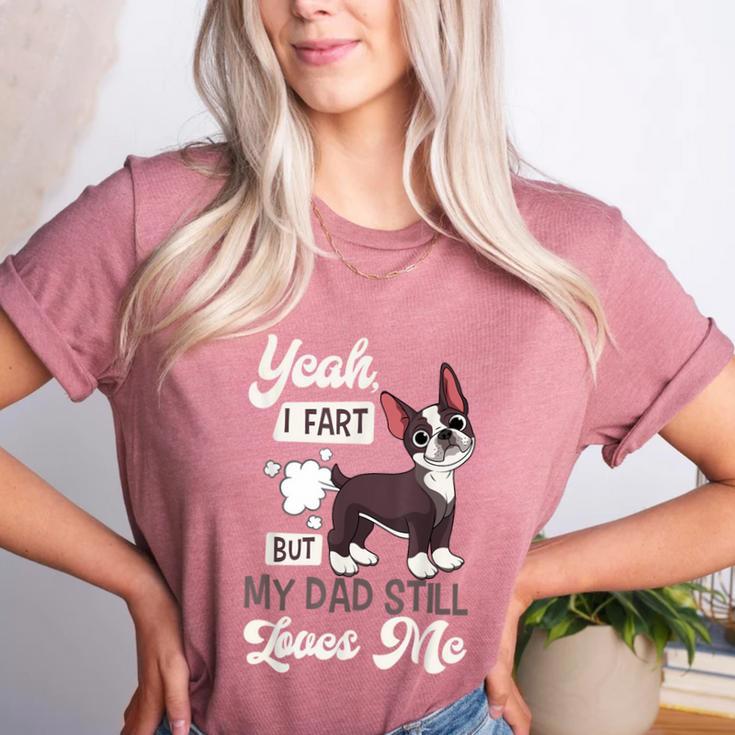 Boston Terrier Fart American Gentleman Non-Sporting Dog Women's Heather T-Shirt
