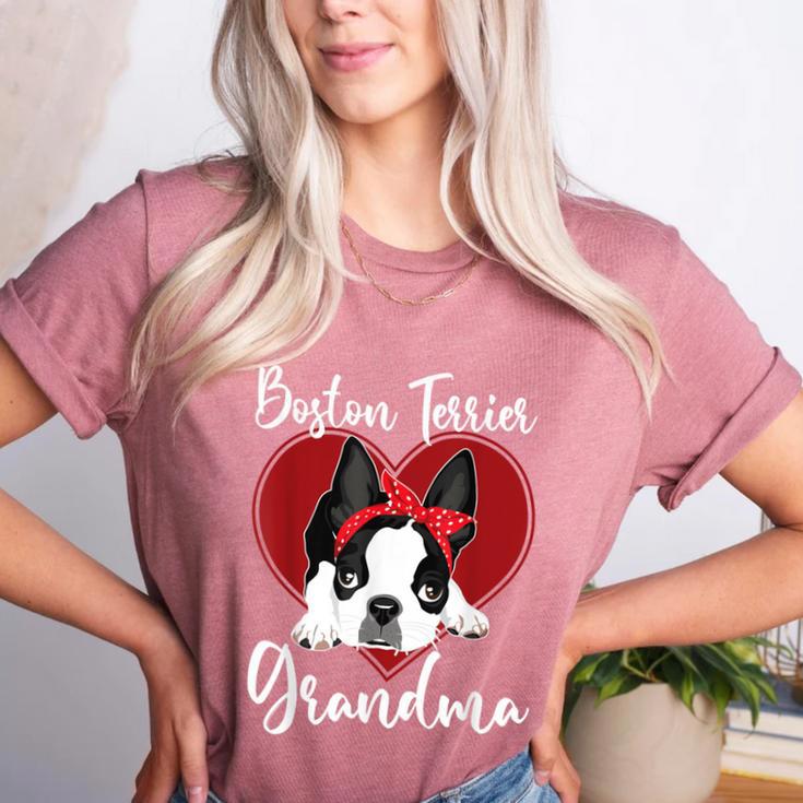 Boston Terrier Grandma Dog Owner Boston Terrier For Men Women Women's Heather T-Shirt