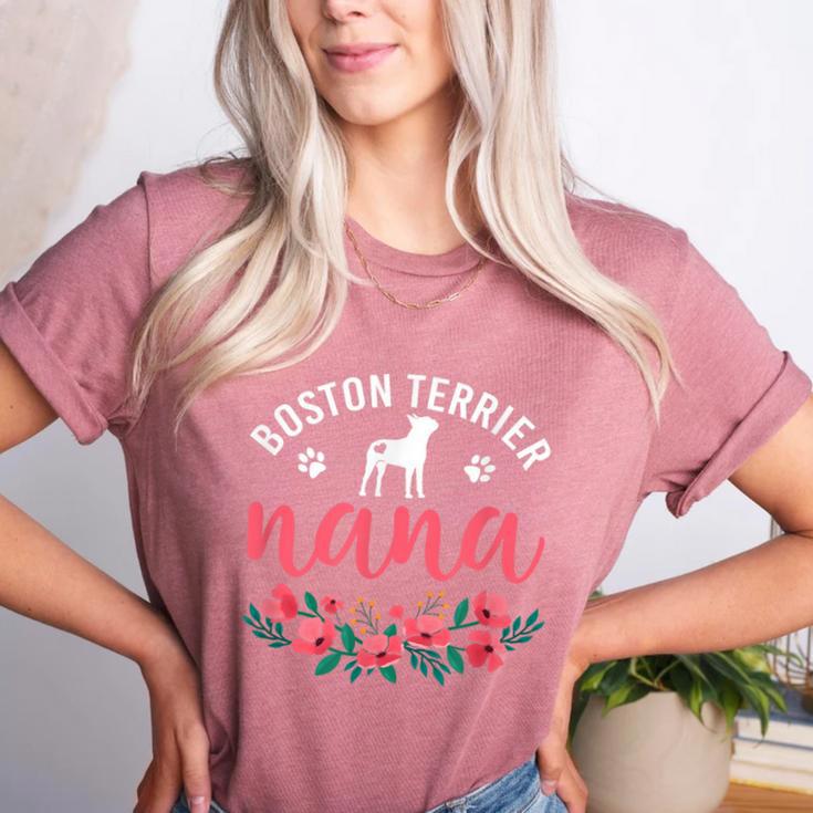 Boston Terrier Grandma Nana Dog Lover Christmas Women's Heather T-Shirt