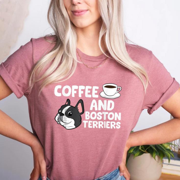 Boston Terrier Lover Coffee And Boston Terriers Women's Heather T-Shirt