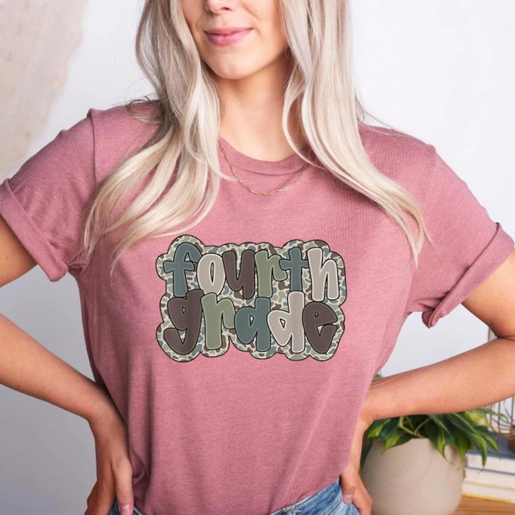 Camo Team 4th Grade Squad Back To School Teacher Kids Boys Women's Heather T-Shirt