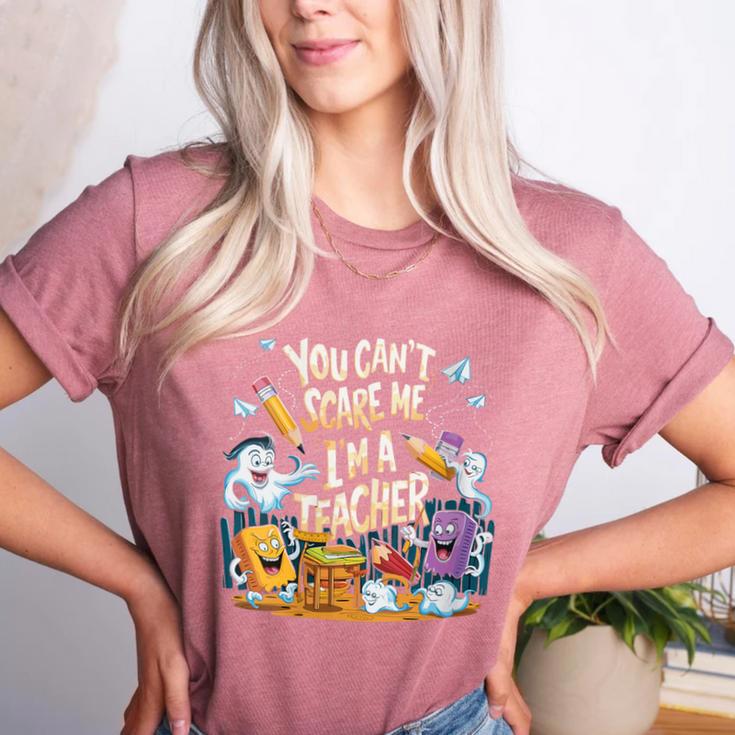 You Can't Scare Me I'm A Teacher Cool Math Teacher Halloween Women's Heather T-Shirt