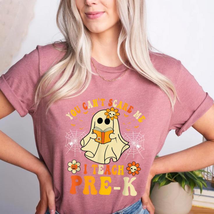 You Can't Scare Me I Teach Pre-K Halloween Teacher Ghost Women's Heather T-Shirt