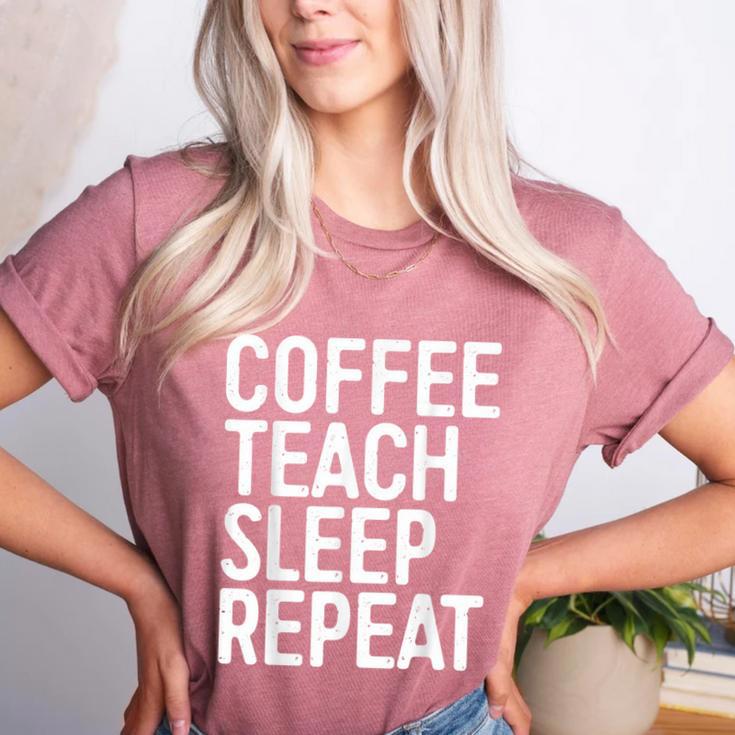 Coffee Teach Sleep Repeat Shirt Coffee Men Women Teacher Women's Heather T-Shirt