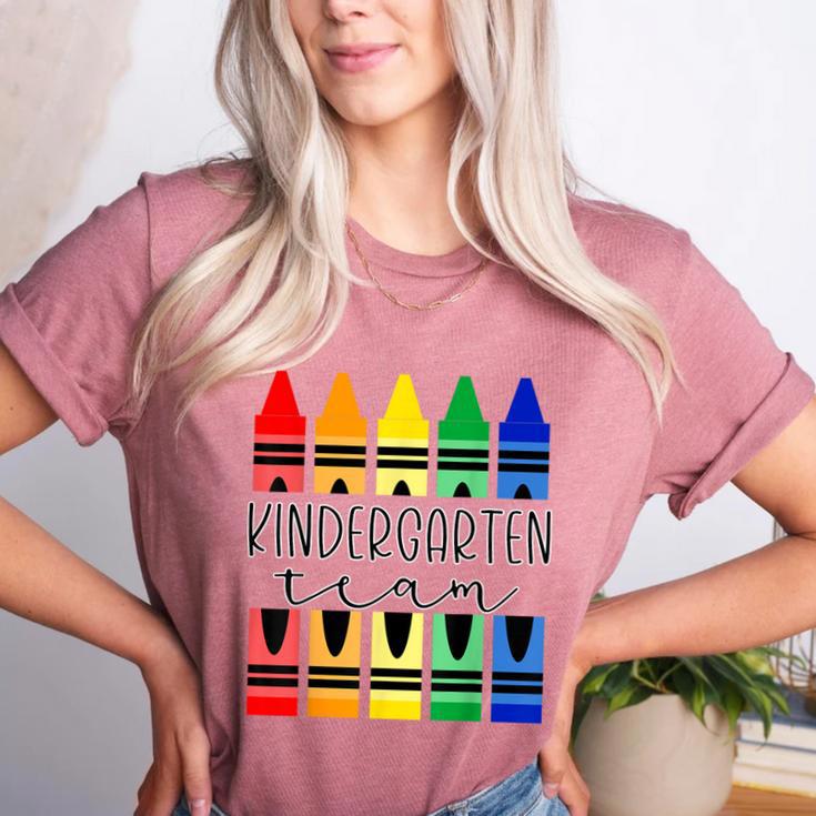 Colorful Crayon Kindergarten Team Tee For Teachers Students Men Women Kids Women's Heather T-Shirt