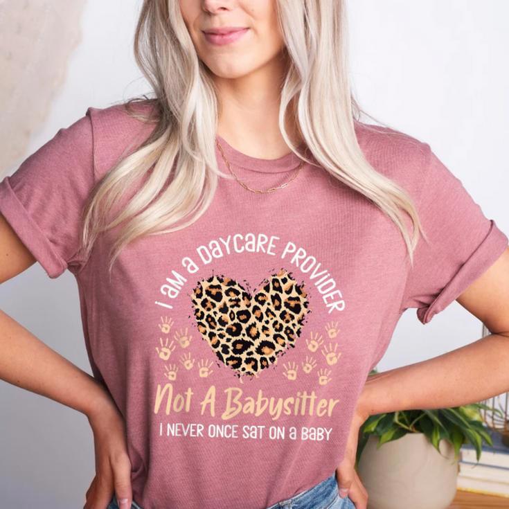 Daycare Provider Teacher Childcare Worker Leopard Heart Fun Women's Heather T-Shirt