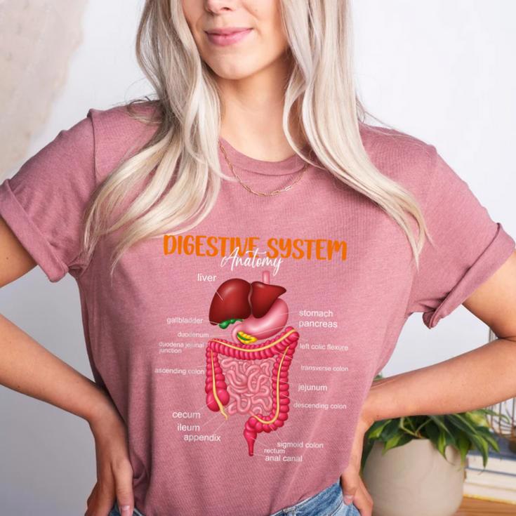 Digestive System Anatomy Anatomical Biology Teacher Women's Heather T-Shirt