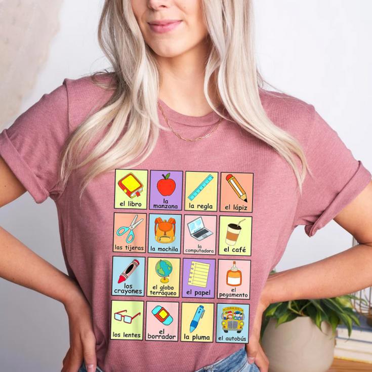 Dual Language Crew Bilingual Spanish Teacher Back To School For Men Women Women's Heather T-Shirt