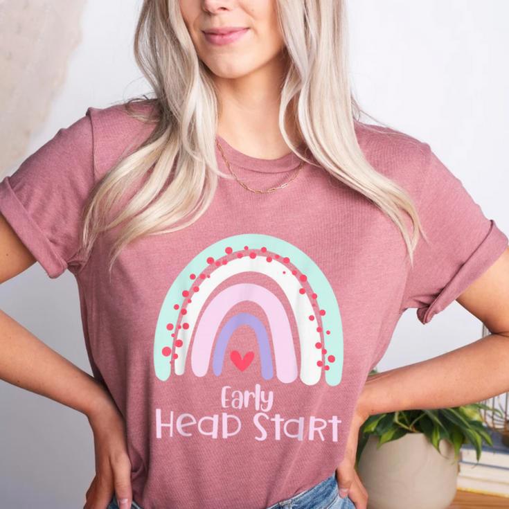 Early Headstart Cute Retro Rainbow Teachers Women's Heather T-Shirt