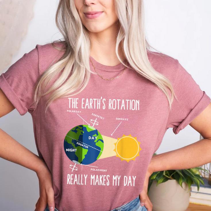 Earth Rotation Earth Day Science Teacher Kids Women Women's Heather T-Shirt
