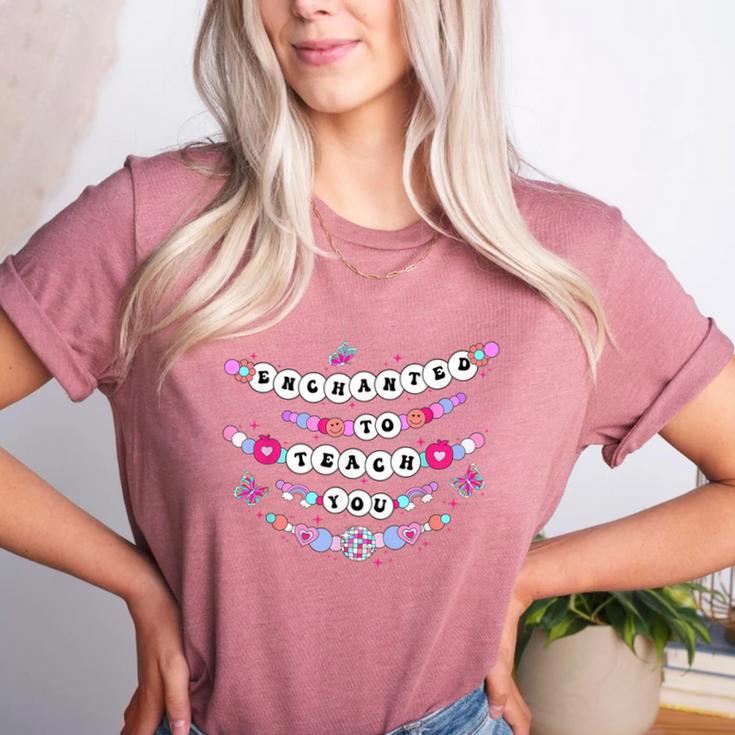 Enchanted To Teach You Bracelet Teacher Back To School Women's Heather T-Shirt