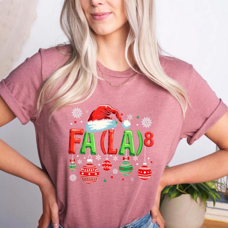 FA LA 8 Christmas Santa FA La Math Teacher Student Women's Heather T-Shirt