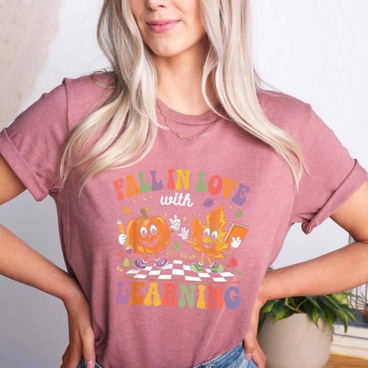 Fall In Love With Learning Autumn Fall Season Teacher Women's Heather T-Shirt