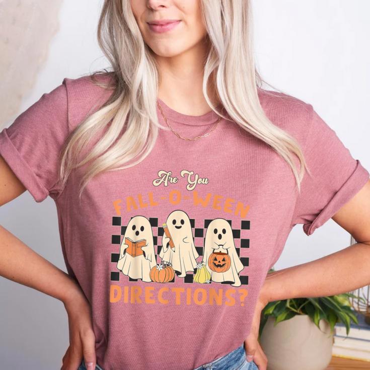 Ghost Are You Fall-O-Ween Directions Teacher Halloween Women's Heather T-Shirt