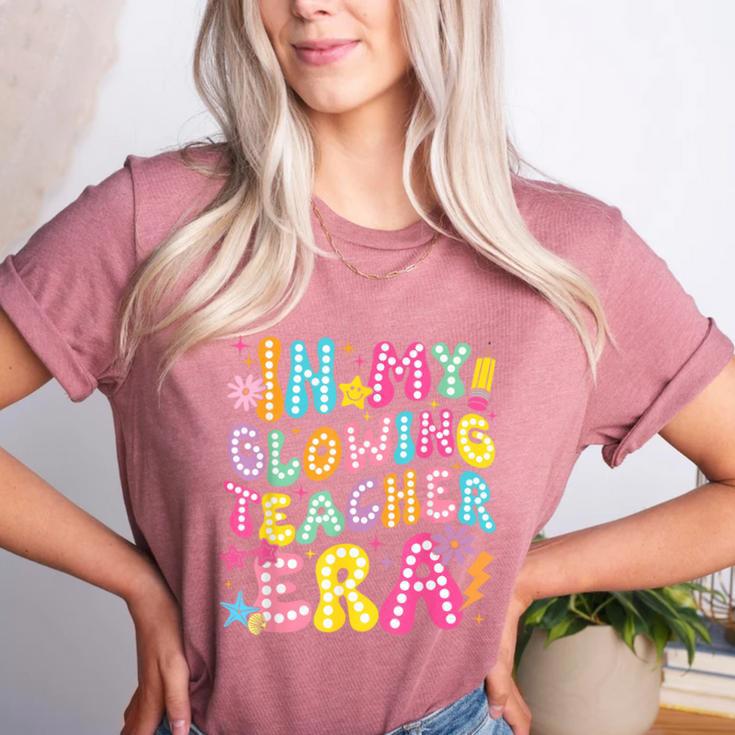 In My Glowing Teacher Era Teaching Back To School Women's Heather T-Shirt