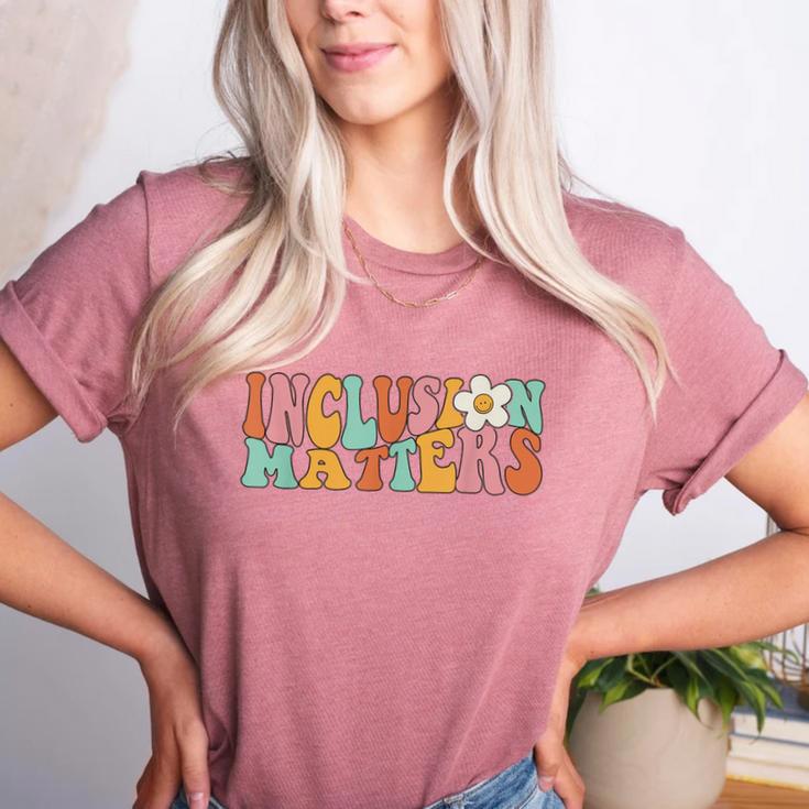 Gnoovy Vintage Inclusion Matters Special Education Teacher Women's Heather T-Shirt