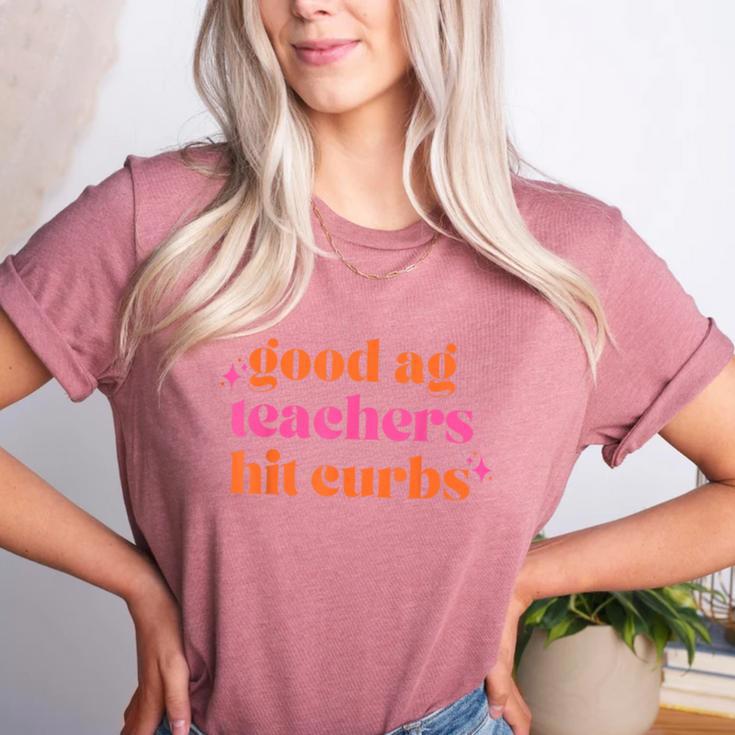 Good Ag Teachers Hit Curbs Teacher Apparel Women's Heather T-Shirt