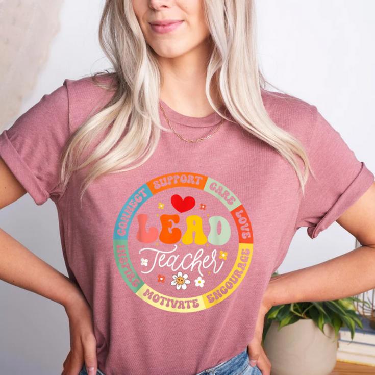 Groovy Lead Teacher Appreciation Back To School Women's Heather T-Shirt