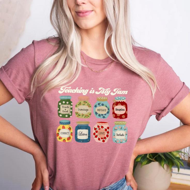 Groovy Teaching Is My Jam Teacher Appreciation Women's Heather T-Shirt