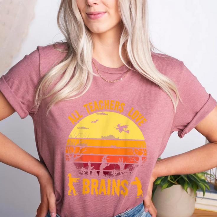Halloween Costume Teacher Love Brains Zombie Women's Heather T-Shirt