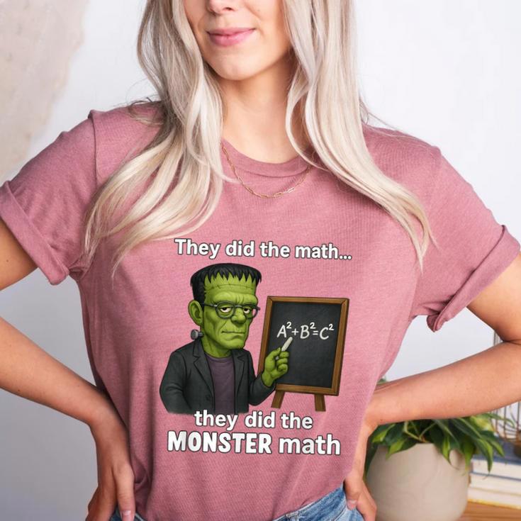 Halloween Monster Math Pun Teacher Humor Women's Heather T-Shirt
