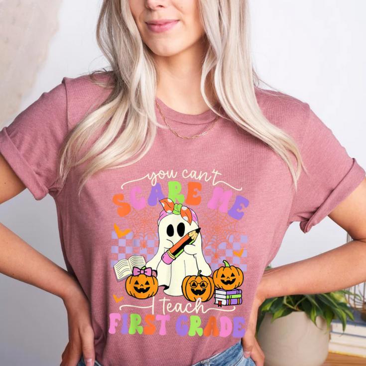 Halloween Teacher You Can't Scare Me I Teach First Grade Women's Heather T-Shirt
