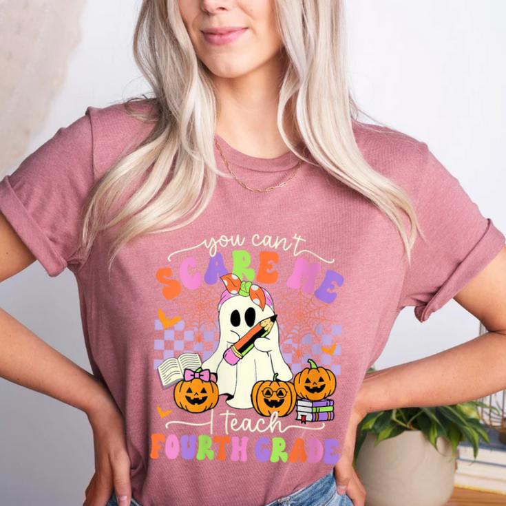 Halloween Teacher You Can't Scare Me I Teach Fourth Grade Women's Heather T-Shirt