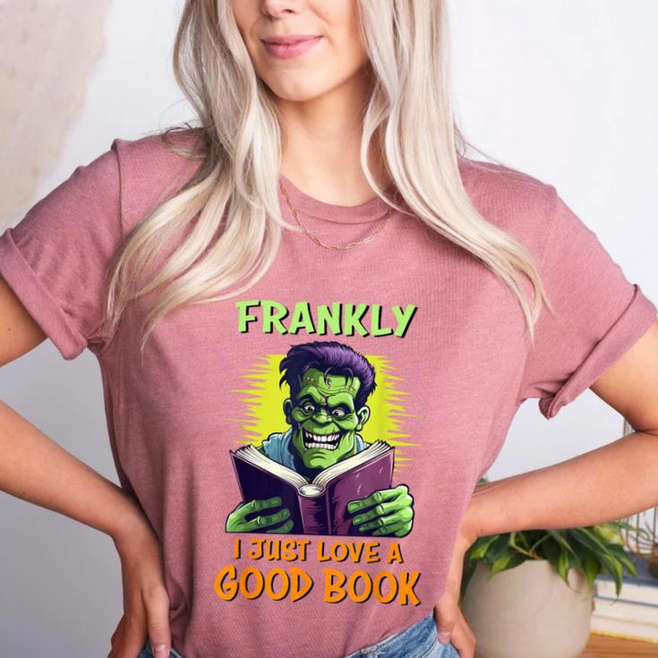 Halloween Teacher Librarian Frankenstein Reading Books Women's Heather T-Shirt