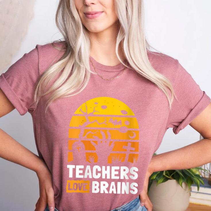 Halloween Teachers Science Math Teachers Love Brains Women's Heather T-Shirt