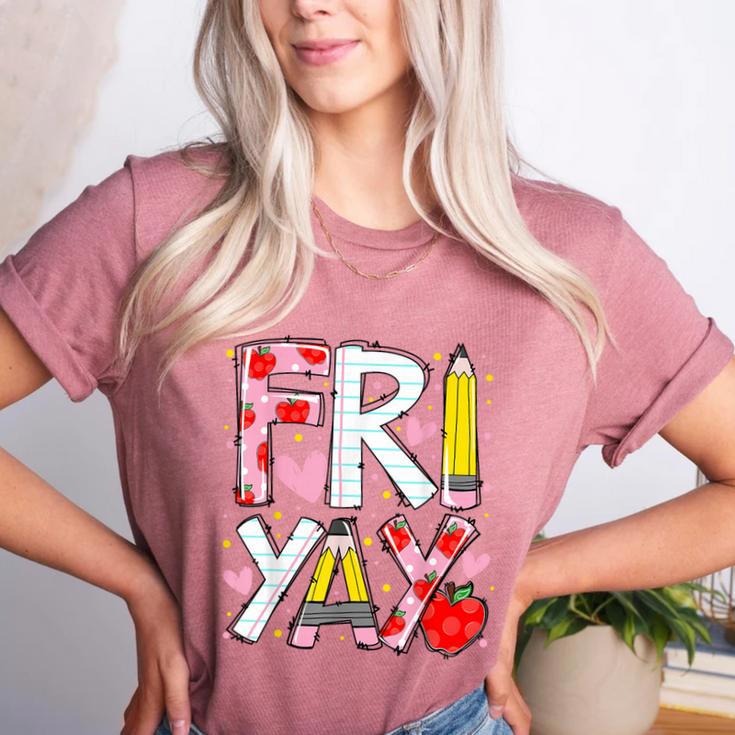 Happy Fri-Yay Teacher Back To School Friday Lovers Women's Heather T-Shirt