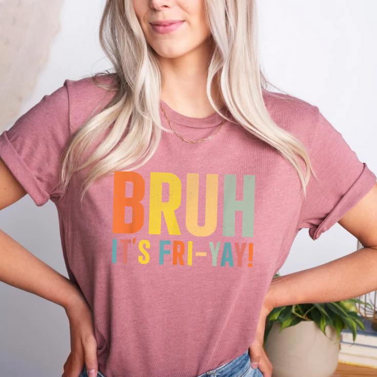 Happy Friyay Teacher Shirt Cute Teacher Fashion Bruh Fri-Yay Women's Heather T-Shirt