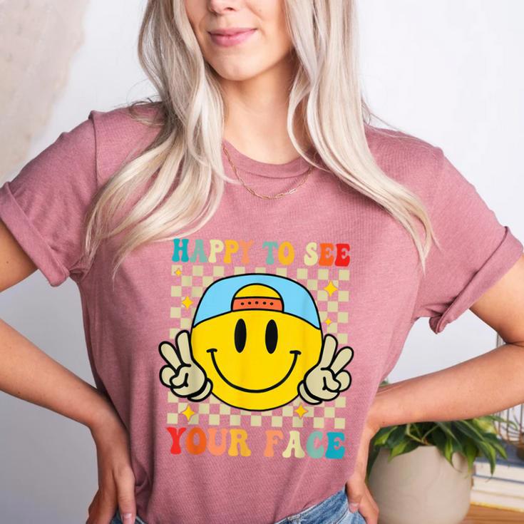 Happy To See Your Face Hippie Smile Back To School Teachers Women's Heather T-Shirt