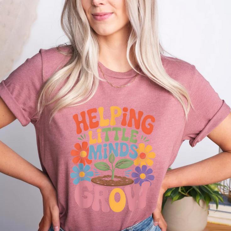 Helping Little Minds Grow Teacher First Day Back To School Women's Heather T-Shirt
