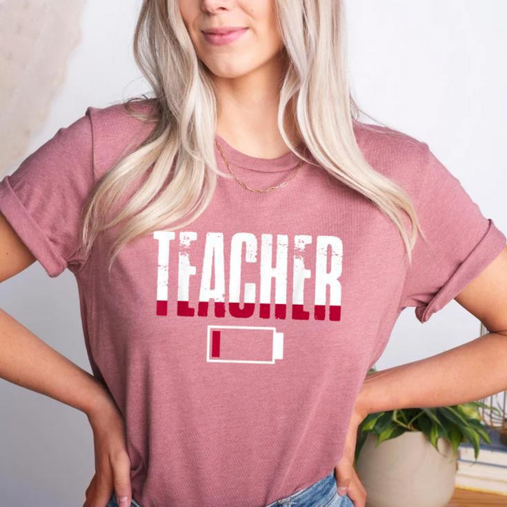 Humor Teacher Empty Battery Power Men Women Women's Heather T-Shirt