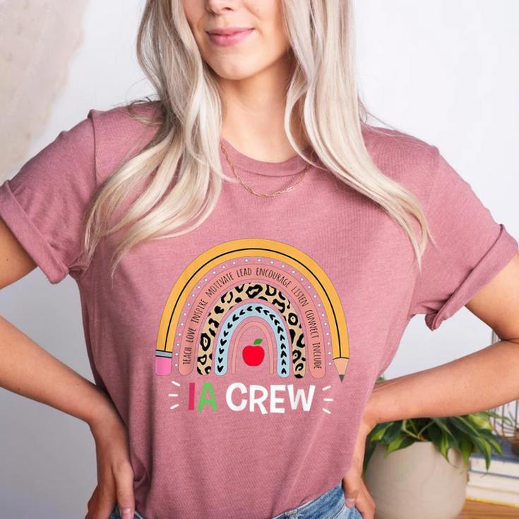IA Crew Instructional Assistant Rainbow Teachers Aide Women's Heather T-Shirt