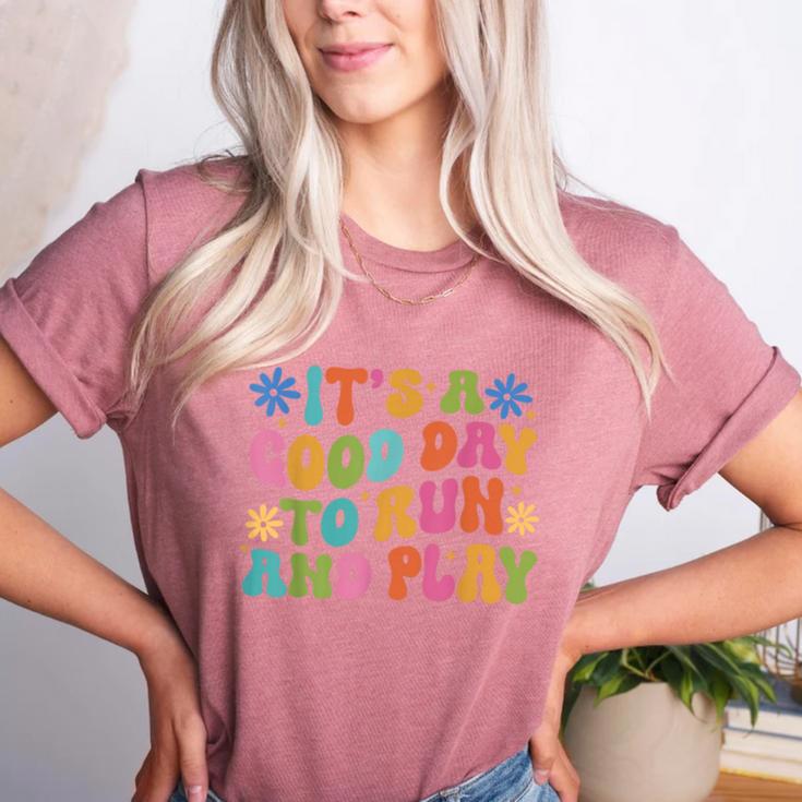 Its A Good Day To Run And Play PE Teacher Physical Education Women's Heather T-Shirt