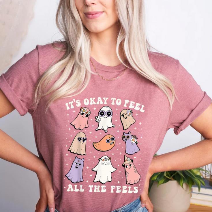 It’s Okay To Feel All The Feels Special Ed Teacher Halloween Women's Heather T-Shirt